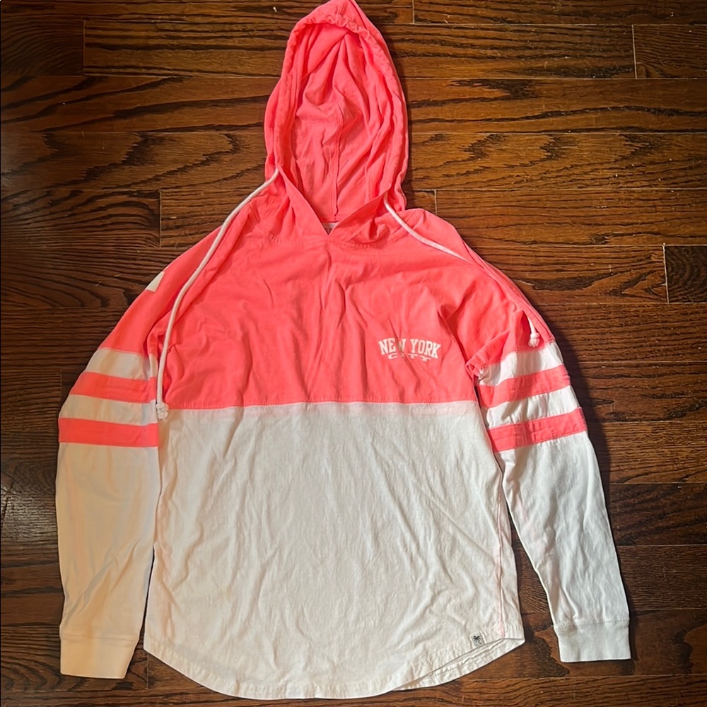 Coral and White New York City Hoodie
